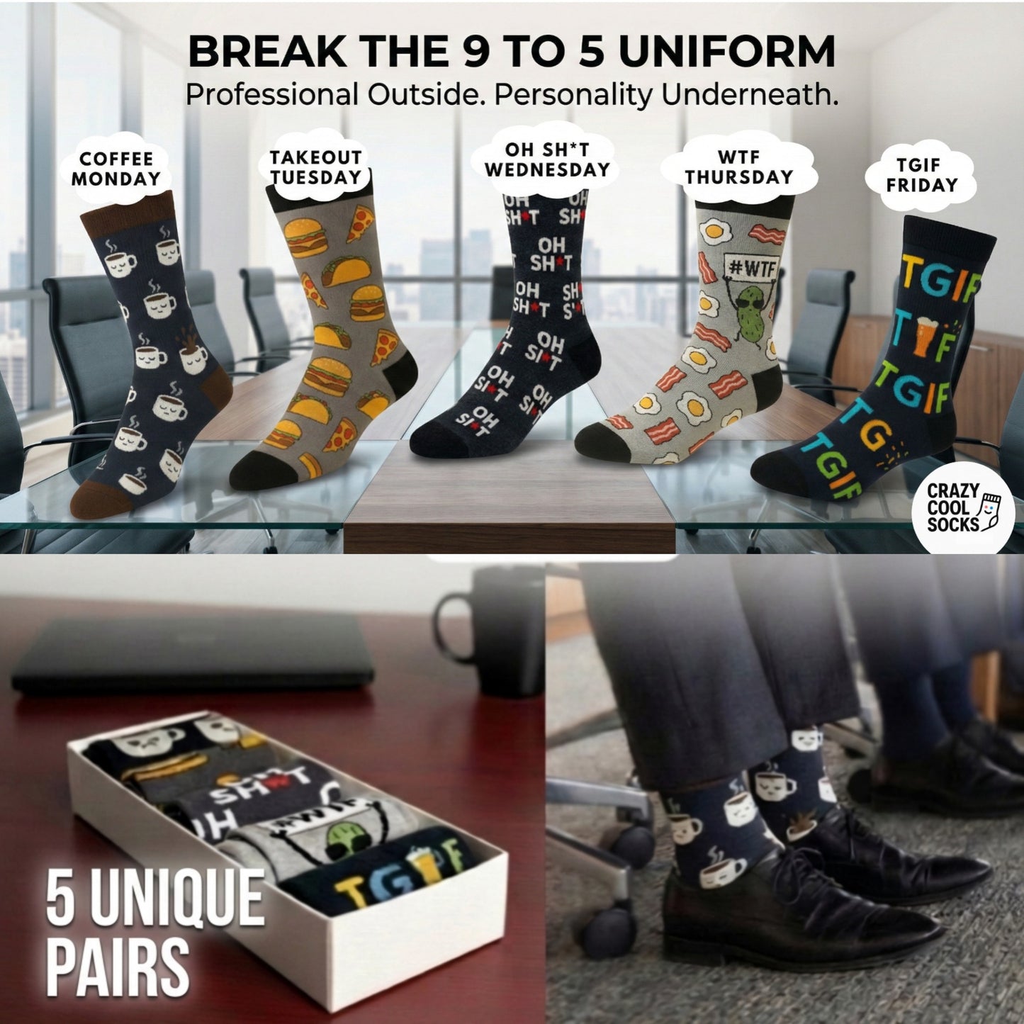 Crazy Cool Socks Work Week Set