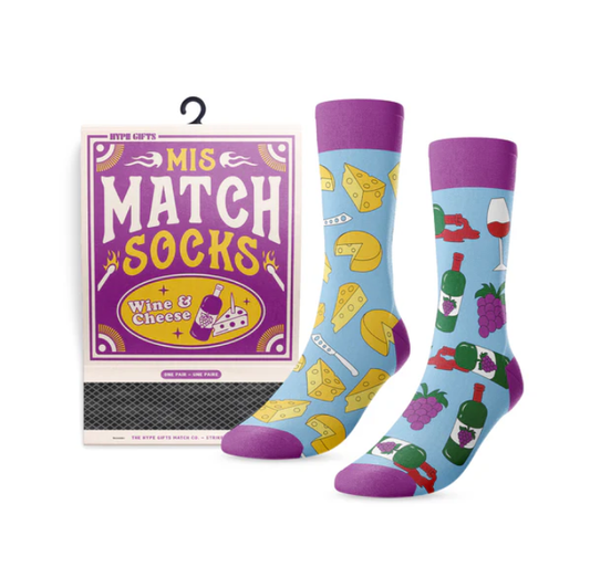 Wine & Cheese Matchbook Socks