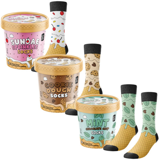 Ice Cream Socks (Mint, Cookie Dough, Sundae)